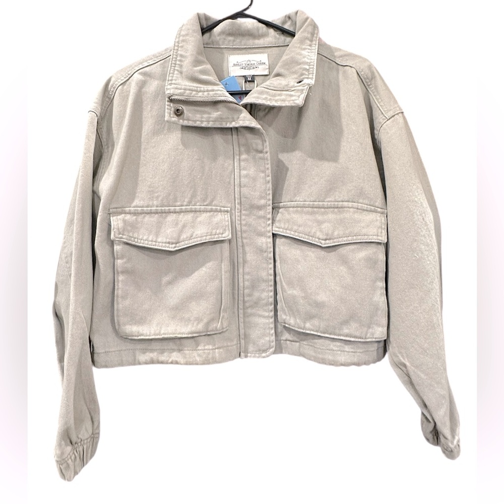 ASHLEY VINTAGE CHARM DENIM JACKET COLOR: TAUPE - Picture 3 of 7